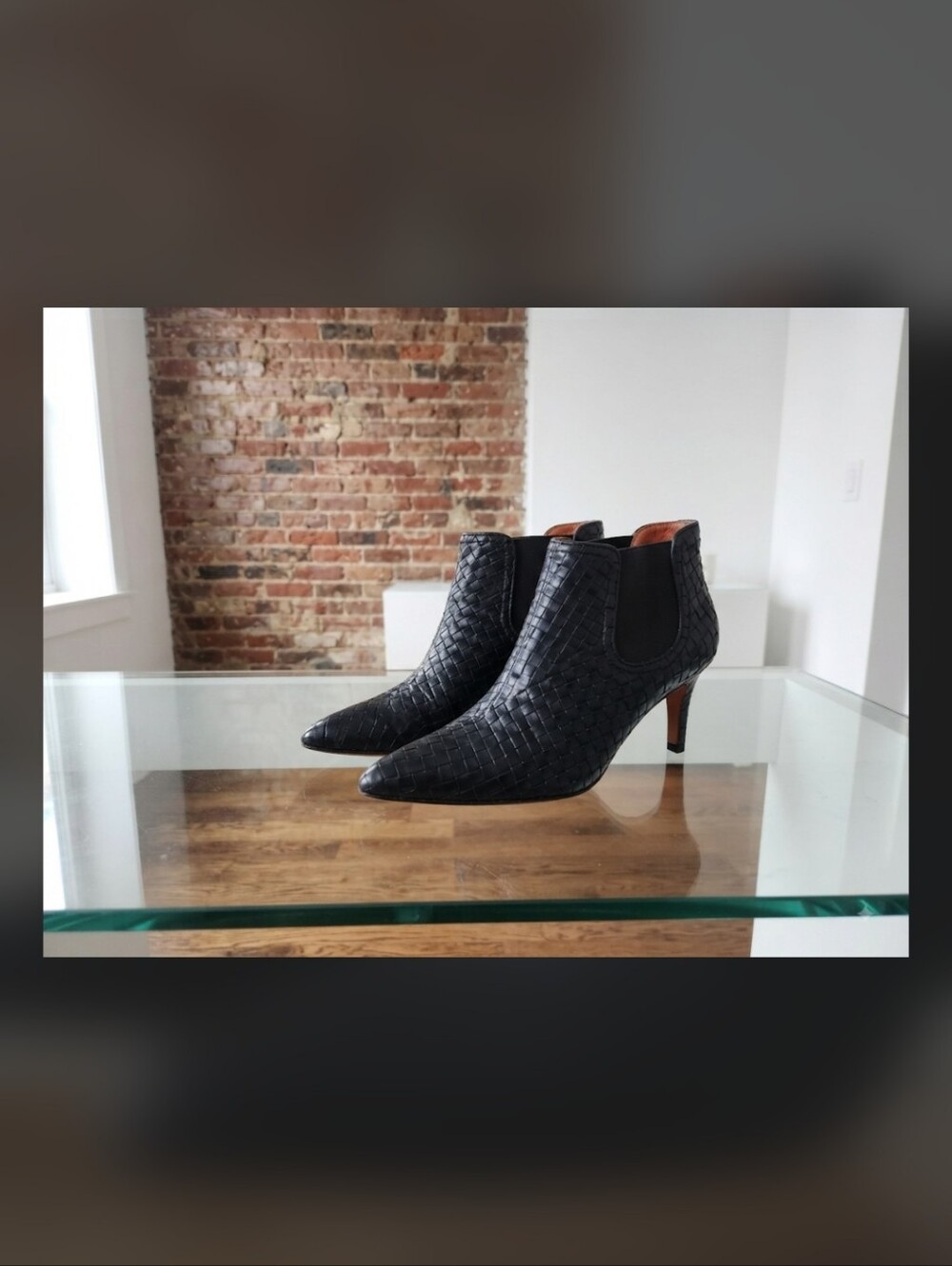 Donald J. Pliner Black Woven Pointed-Ankle Heeled Boots
